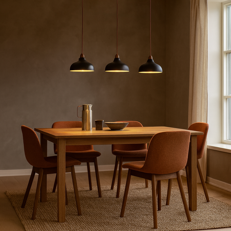 Contemporary Scandinavian Iron Wood Bowl 1/2/3 Light Pendant Light For Dining Room
