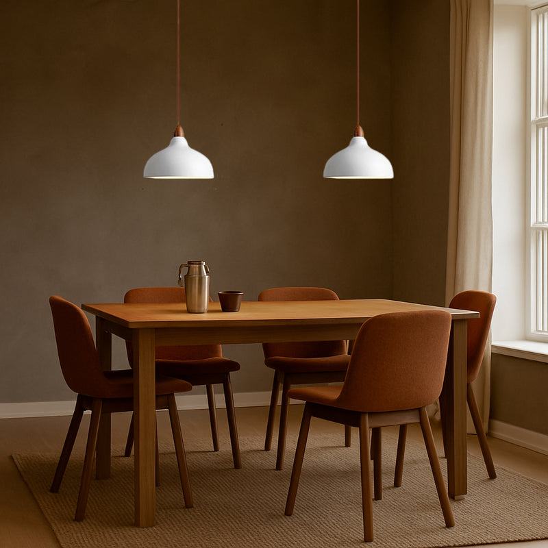 Contemporary Scandinavian Iron Wood Bowl 1/2/3 Light Pendant Light For Dining Room