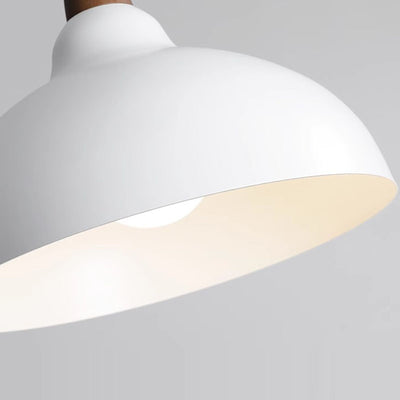 Contemporary Scandinavian Iron Wood Bowl 1/2/3 Light Pendant Light For Dining Room
