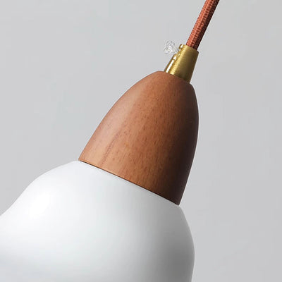 Contemporary Scandinavian Iron Wood Bowl 1/2/3 Light Pendant Light For Dining Room