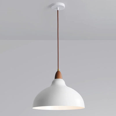 Contemporary Scandinavian Iron Wood Bowl 1/2/3 Light Pendant Light For Dining Room