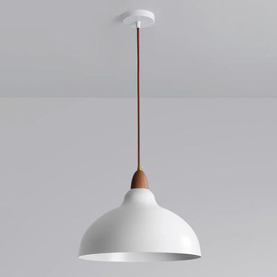 Contemporary Scandinavian Iron Wood Bowl 1/2/3 Light Pendant Light For Dining Room
