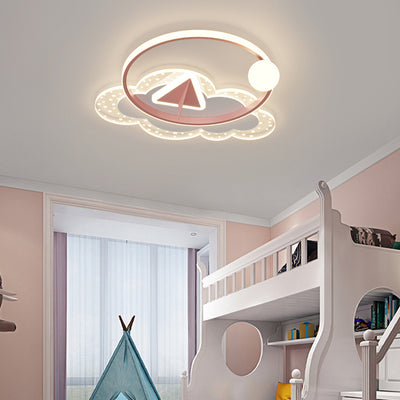 Modern Art Deco Iron Acrylic Kids Arrowhead LED Flush Mount Ceiling Light For Bedroom