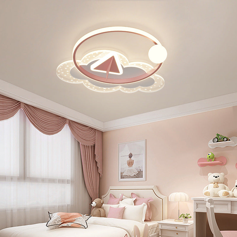 Modern Art Deco Iron Acrylic Kids Arrowhead LED Flush Mount Ceiling Light For Bedroom