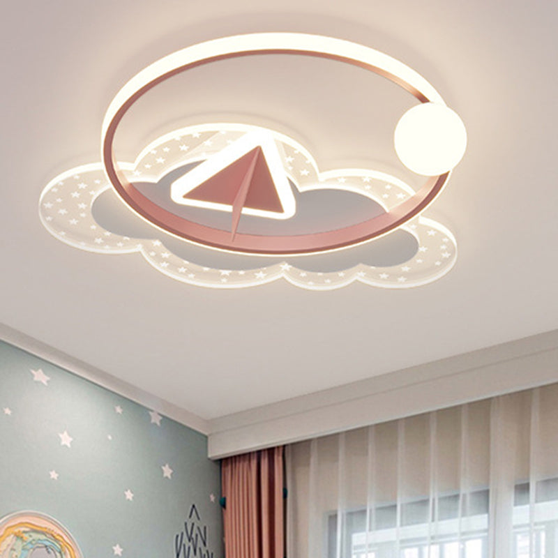 Modern Art Deco Iron Acrylic Kids Arrowhead LED Flush Mount Ceiling Light For Bedroom