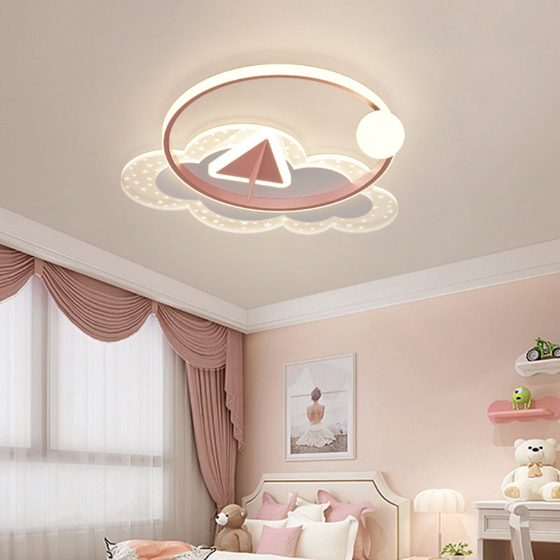 Modern Art Deco Iron Acrylic Kids Arrowhead LED Flush Mount Ceiling Light For Bedroom