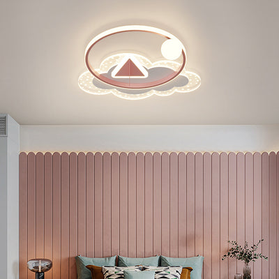 Modern Art Deco Iron Acrylic Kids Arrowhead LED Flush Mount Ceiling Light For Bedroom