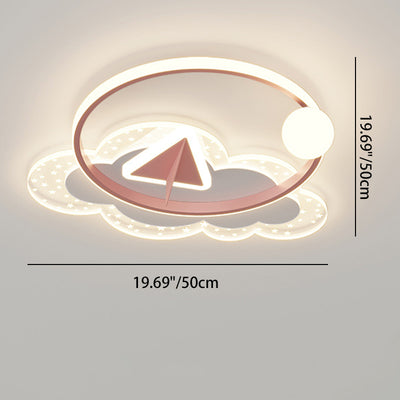 Modern Art Deco Iron Acrylic Kids Arrowhead LED Flush Mount Ceiling Light For Bedroom