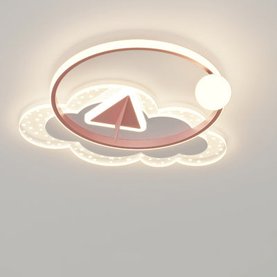 Modern Art Deco Iron Acrylic Kids Arrowhead LED Flush Mount Ceiling Light For Bedroom