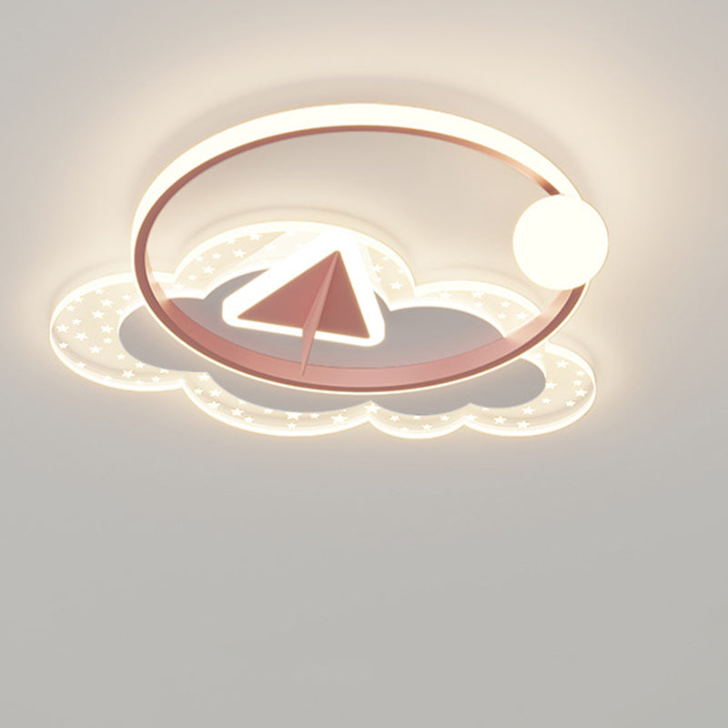 Modern Art Deco Iron Acrylic Kids Arrowhead LED Flush Mount Ceiling Light For Bedroom