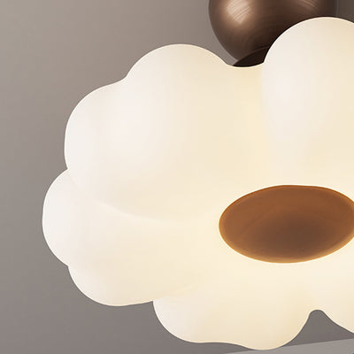 Traditional French Iron PE Flower LED Semi-Flush Mount Ceiling Light For Bedroom