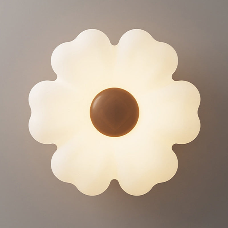 Traditional French Iron PE Flower LED Semi-Flush Mount Ceiling Light For Bedroom