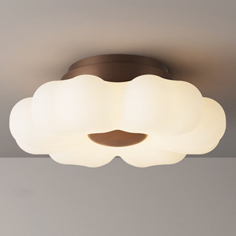 Traditional French Iron PE Flower LED Semi-Flush Mount Ceiling Light For Bedroom