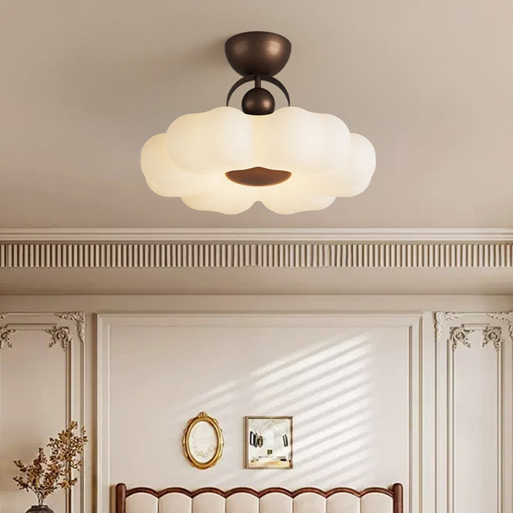 Lámpara de techo semiempotrada LED de hierro PE tradicional francés para dormitorio 