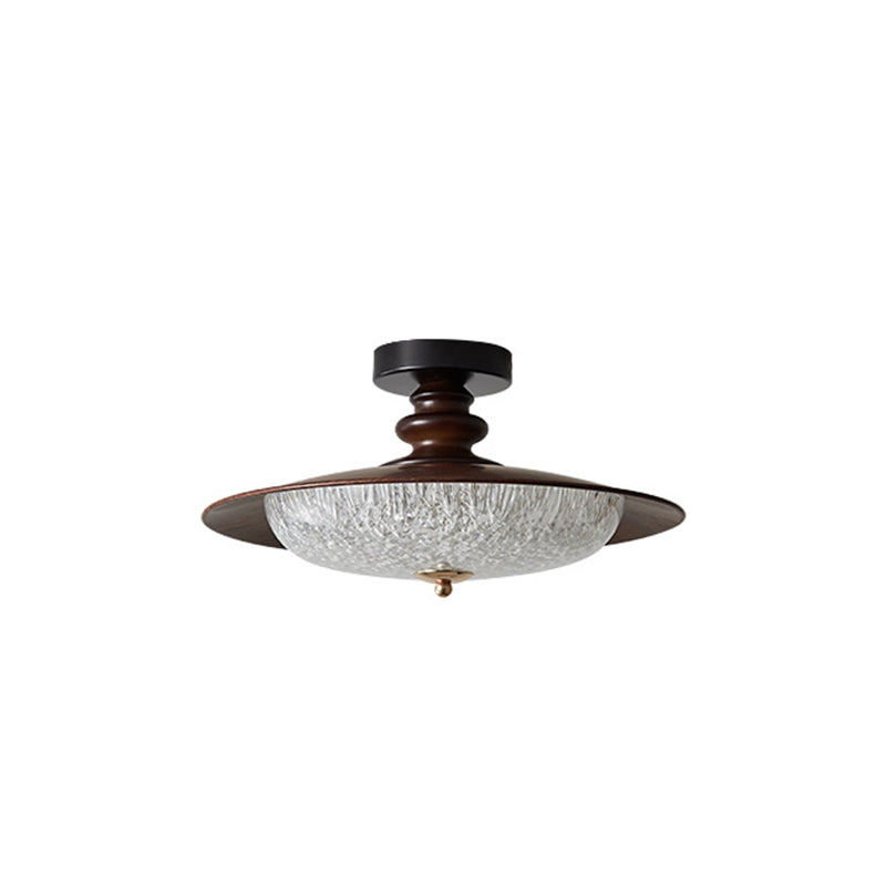 Traditional French Iron Acrylic Round LED Semi-Flush Mount Ceiling Light For Bedroom