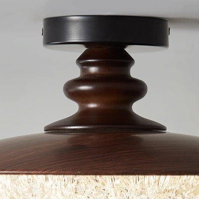 Traditional French Iron Acrylic Round LED Semi-Flush Mount Ceiling Light For Bedroom