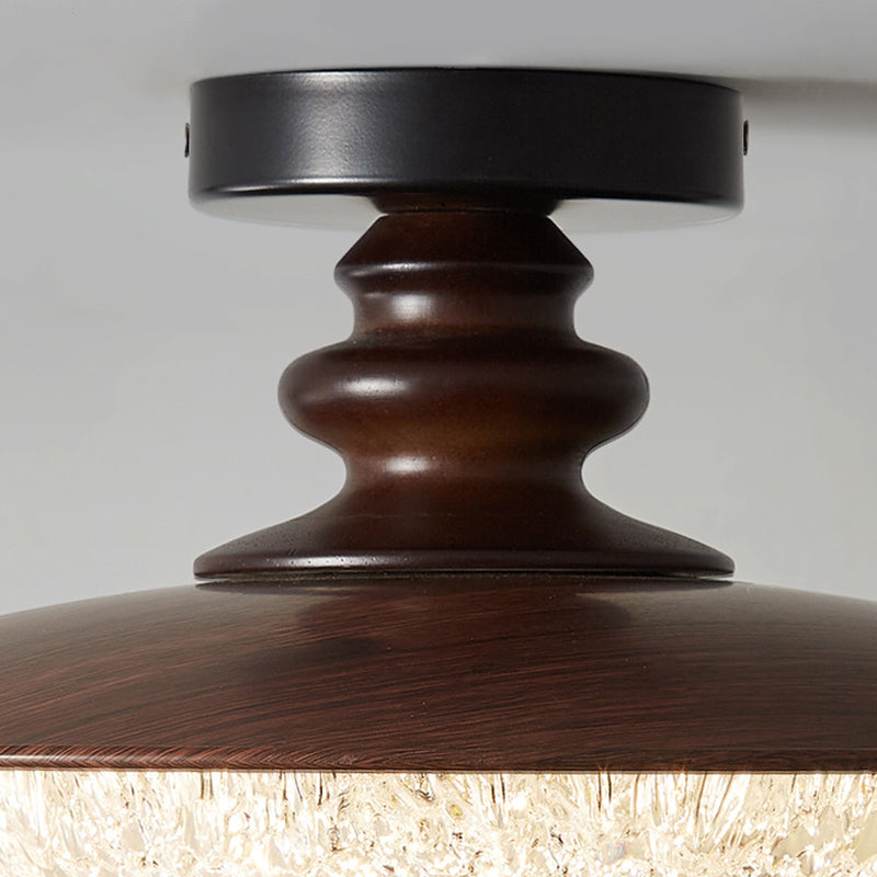 Traditional French Iron Acrylic Round LED Semi-Flush Mount Ceiling Light For Bedroom