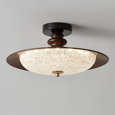 Traditional French Iron Acrylic Round LED Semi-Flush Mount Ceiling Light For Bedroom