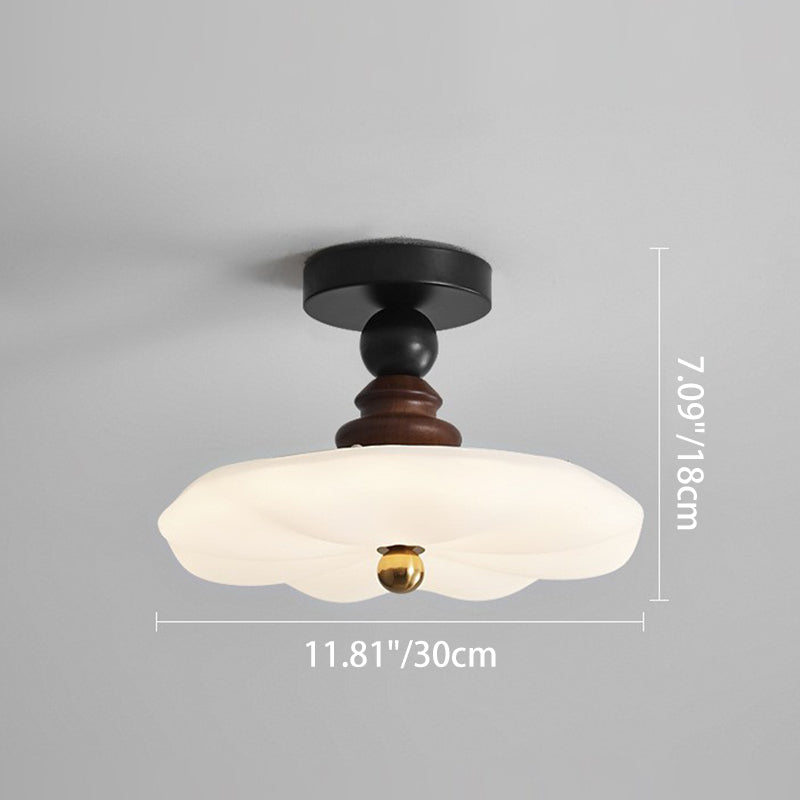 Traditional French Iron Acrylic Round LED Semi-Flush Mount Ceiling Light For Bedroom