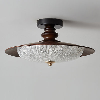 Traditional French Iron Acrylic Round LED Semi-Flush Mount Ceiling Light For Bedroom