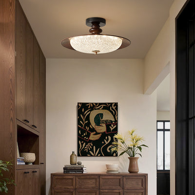 Traditional French Iron Acrylic Round LED Semi-Flush Mount Ceiling Light For Bedroom