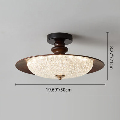 Traditional French Iron Acrylic Round LED Semi-Flush Mount Ceiling Light For Bedroom