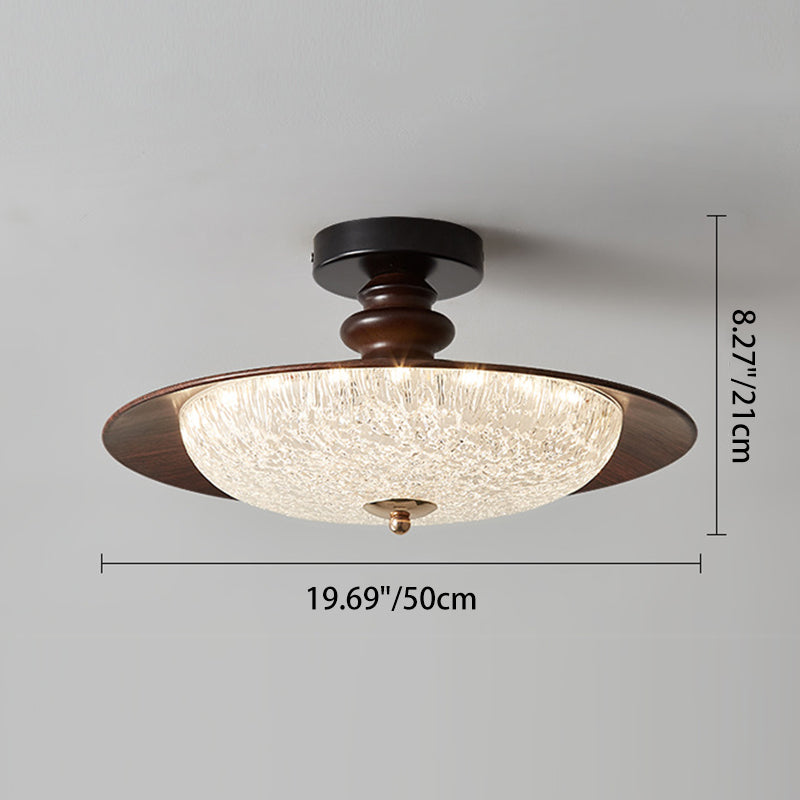 Traditional French Iron Acrylic Round LED Semi-Flush Mount Ceiling Light For Bedroom