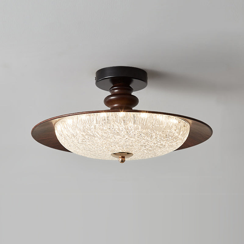 Traditional French Iron Acrylic Round LED Semi-Flush Mount Ceiling Light For Bedroom