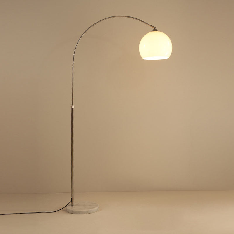 Modern Minimalist Marble Acrylic Stainless Steel Fishing Round 1-Light Standing Floor Lamp For Living Room