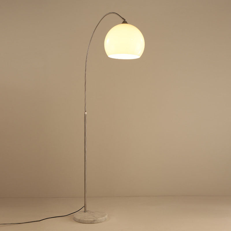 Modern Minimalist Marble Acrylic Stainless Steel Fishing Round 1-Light Standing Floor Lamp For Living Room