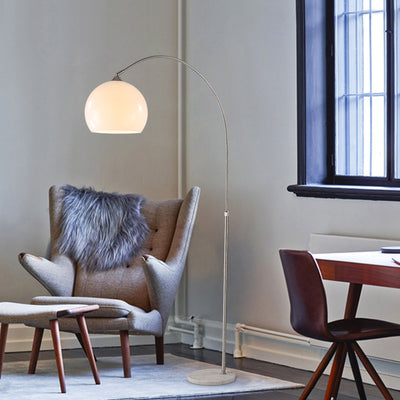Modern Minimalist Marble Acrylic Stainless Steel Fishing Round 1-Light Standing Floor Lamp For Living Room