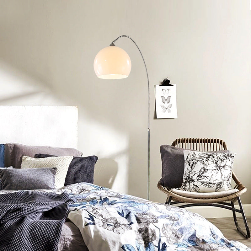 Modern Minimalist Marble Acrylic Stainless Steel Fishing Round 1-Light Standing Floor Lamp For Living Room