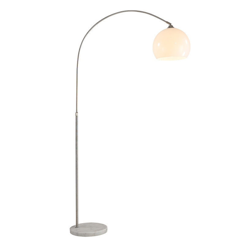 Modern Minimalist Marble Acrylic Stainless Steel Fishing Round 1-Light Standing Floor Lamp For Living Room