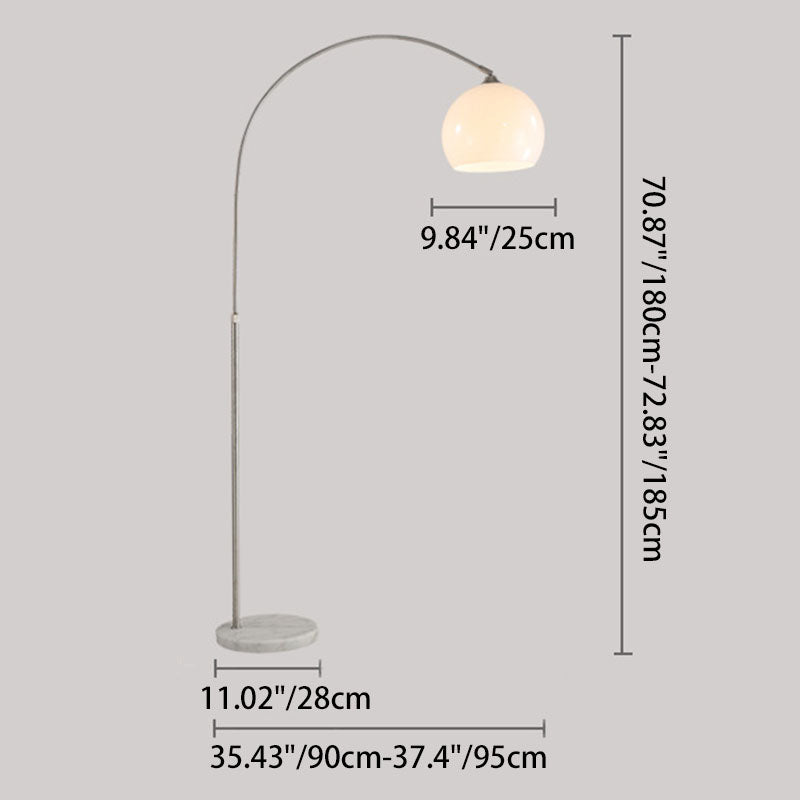 Modern Minimalist Marble Acrylic Stainless Steel Fishing Round 1-Light Standing Floor Lamp For Living Room