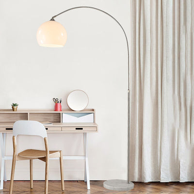 Modern Minimalist Marble Acrylic Stainless Steel Fishing Round 1-Light Standing Floor Lamp For Living Room