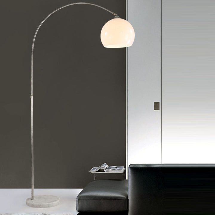 Modern Minimalist Marble Acrylic Stainless Steel Fishing Round 1-Light Standing Floor Lamp For Living Room