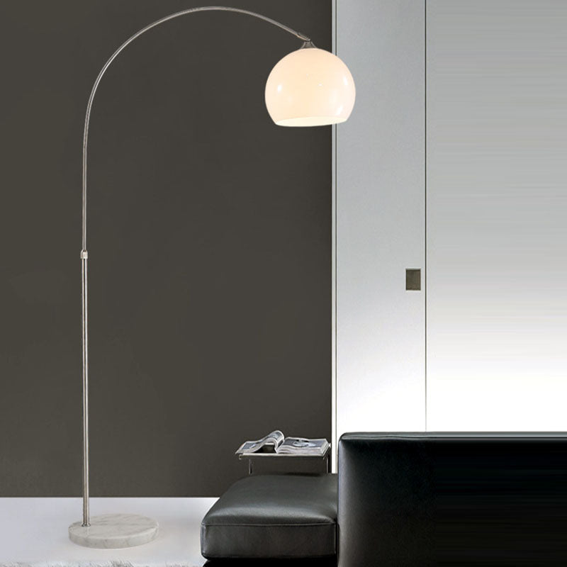 Modern Minimalist Marble Acrylic Stainless Steel Fishing Round 1-Light Standing Floor Lamp For Living Room