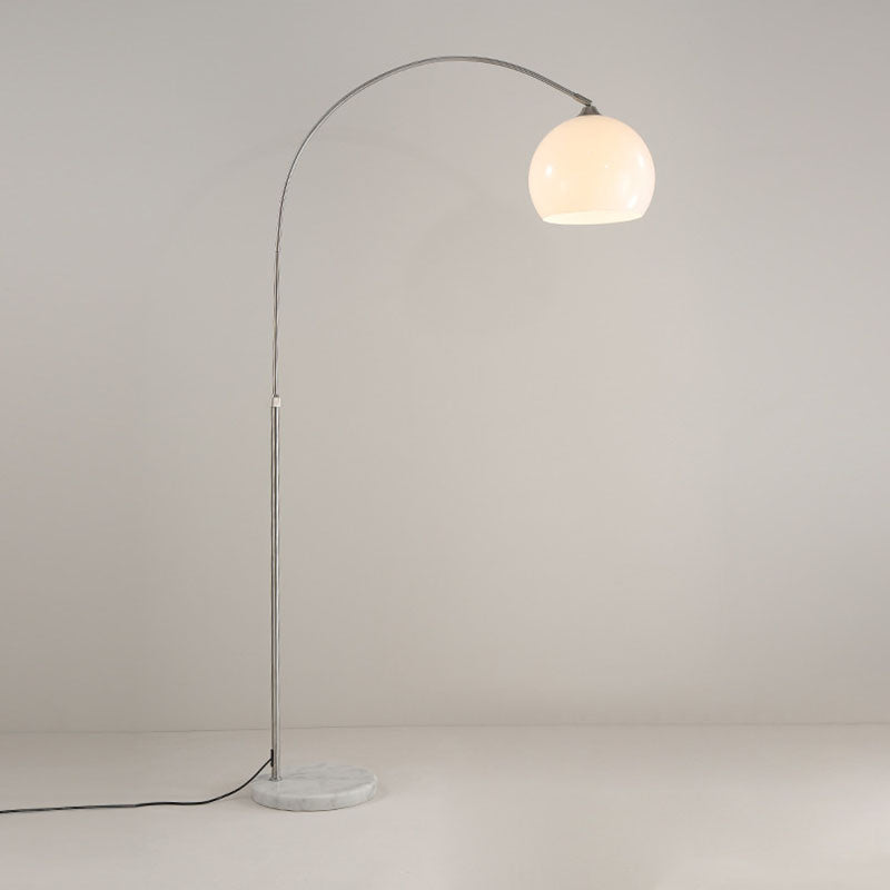 Modern Minimalist Marble Acrylic Stainless Steel Fishing Round 1-Light Standing Floor Lamp For Living Room