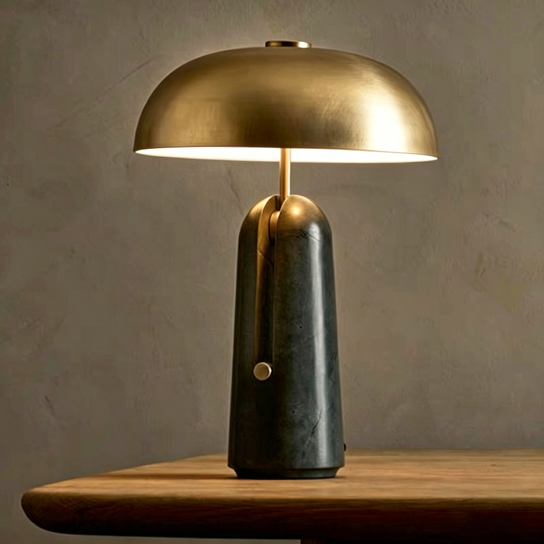 Lampe de table 1 lumière en marbre travertin en fer japonais traditionnel pour chambre 