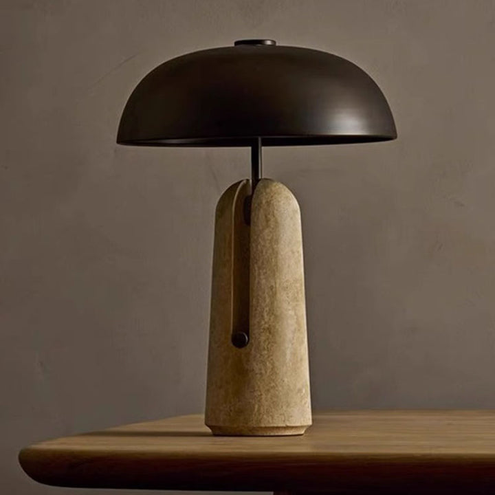 Lampe de table 1 lumière en marbre travertin en fer japonais traditionnel pour chambre 