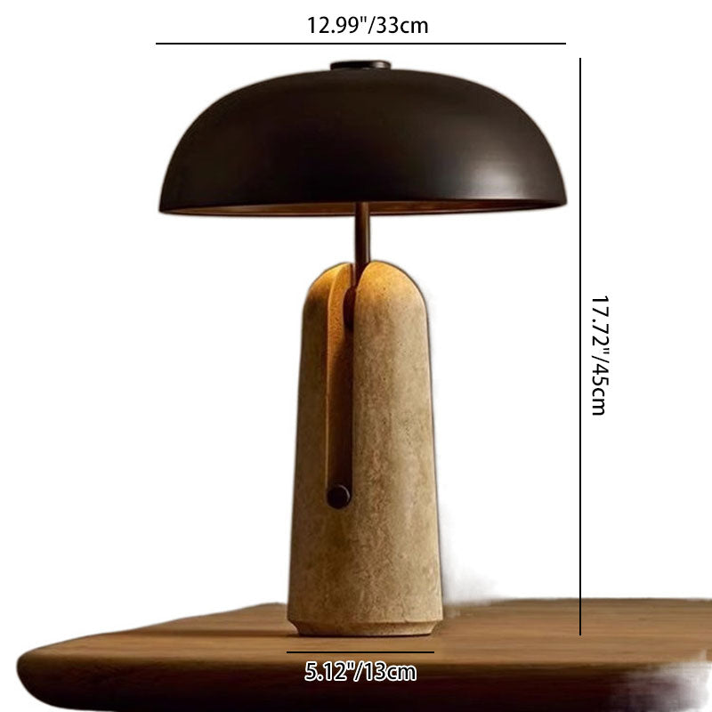 Lampe de table 1 lumière en marbre travertin en fer japonais traditionnel pour chambre 