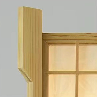 Traditional Japanese Wood PVC Square Lantern 1-Light Pendant Light For Hallway