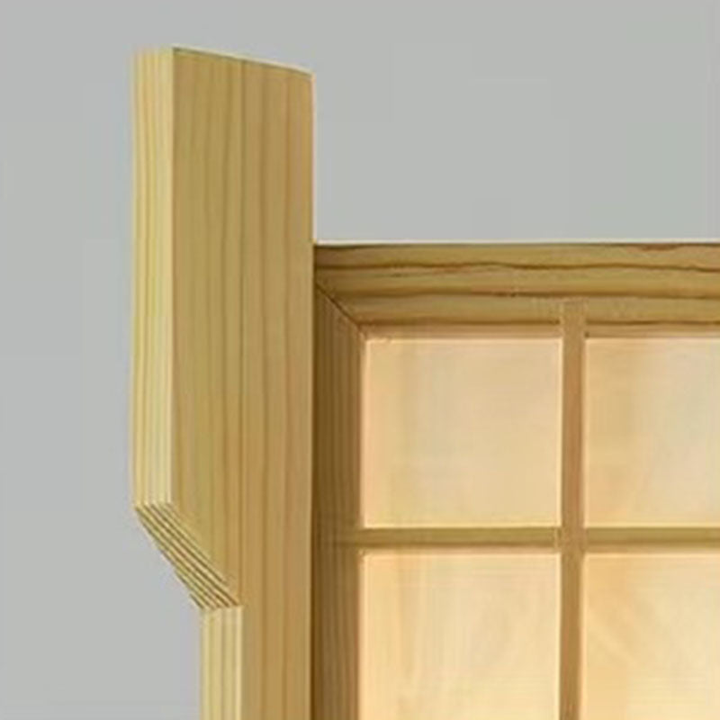 Traditional Japanese Wood PVC Square Lantern 1-Light Pendant Light For Hallway