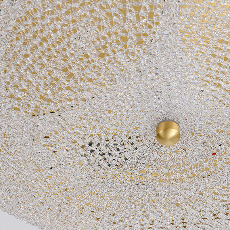 Contemporary Luxury Copper Glass Round LED Flush Mount Ceiling Light For Hallway
