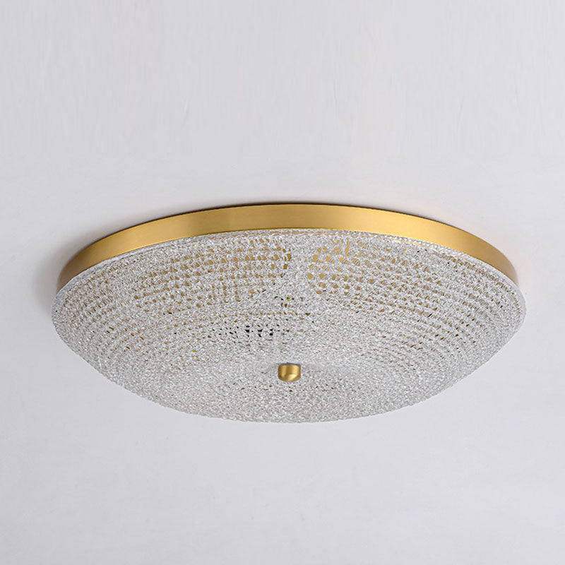 Contemporary Luxury Copper Glass Round LED Flush Mount Ceiling Light For Hallway