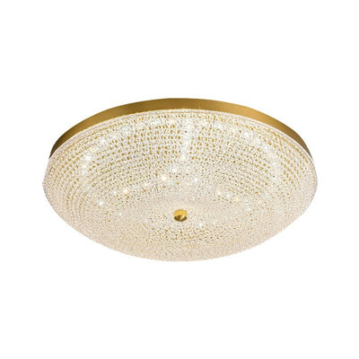 Contemporary Luxury Copper Glass Round LED Flush Mount Ceiling Light For Hallway