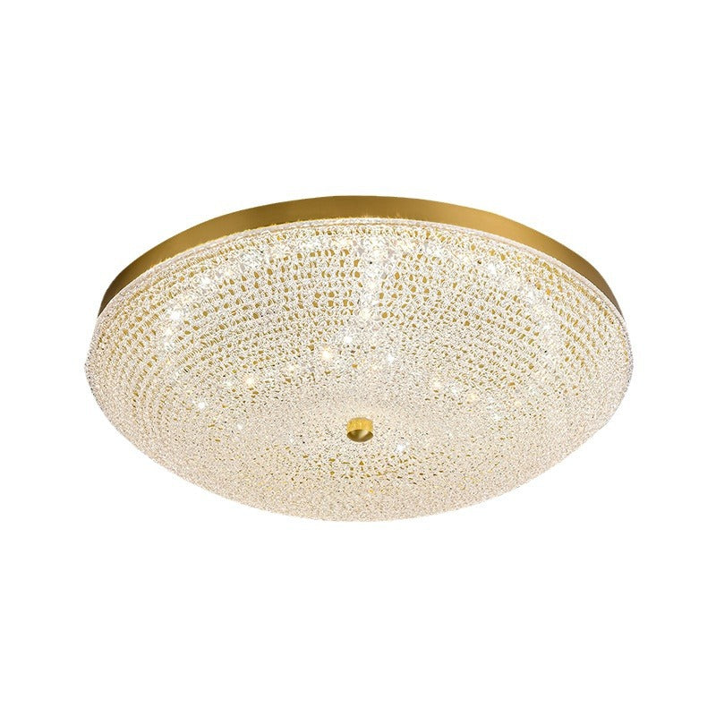 Contemporary Luxury Copper Glass Round LED Flush Mount Ceiling Light For Hallway