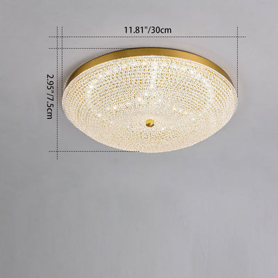 Contemporary Luxury Copper Glass Round LED Flush Mount Ceiling Light For Hallway