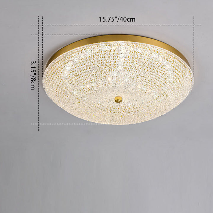 Contemporary Luxury Copper Glass Round LED Flush Mount Ceiling Light For Hallway