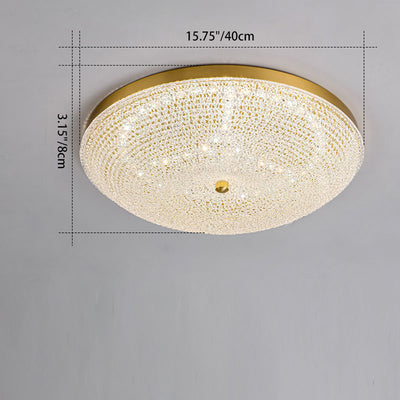 Contemporary Luxury Copper Glass Round LED Flush Mount Ceiling Light For Hallway